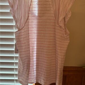Time and Tru White Tank with Thin Red Stripes and cap sleeves women’s size XL
